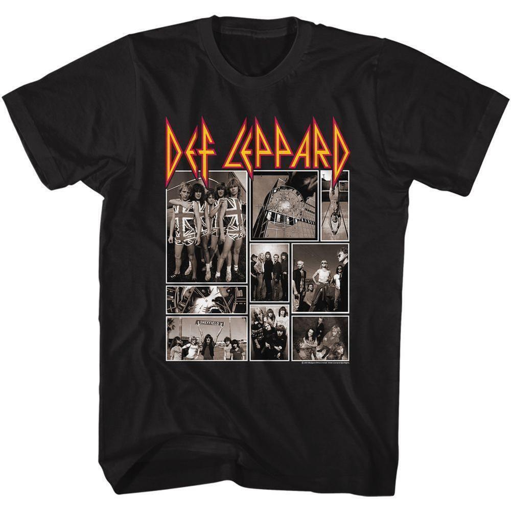 Def Leppard Def Collage Black Adult T Shirt